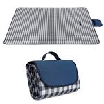 BoloShine Picnic Blankets, 200 x 200cm Waterproof Picnic Rug Foldable Outdoor Beach Blanket, Extra Large Picnic Mat Camping Blanket with Carrying Handle for Family Beach Park Hiking(Blue)