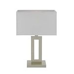 Globe Electric D'Alessio 20" Table Lamp, Soft Gold, White Linen Shade, On/Off Socket Rotary Switch 67402