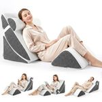 4PCS Orthopedic Bed Wedge Pillow Set, Memory Foam Wedge Pillow for Sleeping, Post Surgery, Support Pillows for Back Neck Leg Knee Pain Relief, Adjustable Triangle Cushion for Acid Reflux (White)