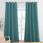 PONY DANCE Long Blackout Curtain - Eyelet Top Window Curtains for Sunlight & UV Rays Protected Thermal Insulated Drapes for Sliding Glass Door, Double Pieces, 55-inch Wide by 94-inch Drop, Sea Teal