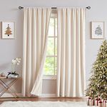 Pom-Pom Cream Velvet Curtains for Living Room 63inch Length Luxury Heavy Ivory Window Drapery for Bedroom Kids Children Room Rod Pocket 42" w x 2Panels