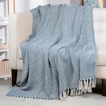 HOMADORN All Season Cotton Weaved Throw Blanket for Bed/Sofa 50x70 INCHES (Teal)