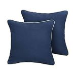 Mozaic Home AMPS111183 Indoor Outdoor Sunbrella Square Pillow with Corded Edges, Set of 2, 2 Count (Pack of 1), Canvas Navy Blue & Canvas Natural Ivory