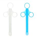 Famolay Lube Applicator for Women Men, 2PCS Lubricant Launcher Injector with 10ml Scale Smooth Rounded Cap, Reusable, Easy to Clean