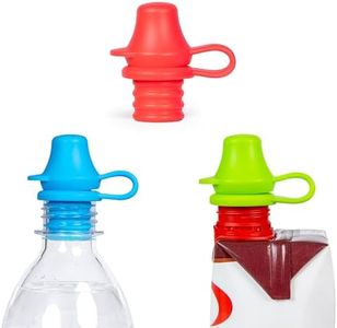 KiddiKap- No Spill Silicone Bottle Top Spout 3 Pack Bundle (Red, Blue, Green) BPA Free