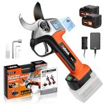 Cordless Electric Secateurs 35MM, Kebtek Professional Pruning Shears Battery Powered 21V Brushless Motor 2Pack 2AH Rechargeable Lithium Battery-LCD Display Screen (KTE-35)
