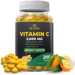 Immune Support Vitamin C 2000 mg - 200 Tablets - with Zinc, Elderberry, Rose Hip, Echinacea - Boosts Immune System- Made in USA