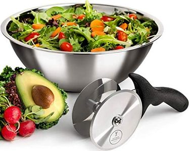 Salad Chopper Blade and Bowl – Stainless Steel Salad Cutter Bowl with Chef Grade Mezzaluna – Ultra-Fast Salad Prep by Kitchen Hackables