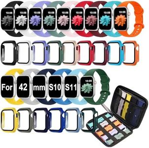 15 Pack Band Case Compatible with Apple Watch Bands 40mm 41mm 42mm 44mm 45mm 46mm Women Men, Watch Screen Protector Case&Organizer- (Compatible with Apple Watch 42MM Series 11 10)