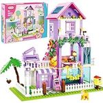 Sitodier Garden House Building Toy for Kids, 604pcs Expandable Dream Villa Building Blocks Set for Girls Boys 6-12 Years, Holiday Cottage Building Bricks Kit for Kids 6 7 8 9 10 11 12 Years