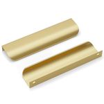 goldenwarm 10Pack 128mm(5in) Gold Cabinet Handles Modern Drawer Handle Aluminum Finger Edge Pull Curved Profile Handle Concealed Furniture Handles Wardrobe Handles