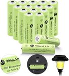 JiajaX Rechargeable AA Batteries, Ni-MH AA 900mAh Rechargeable Batteries, Double A 1.2v Solar Batteries for Garden Landscaping Outdoor Solar Lights, String Lights, Pathway Lights (16 Pack)