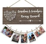 JUFORLFY Grandma and Grandpa’s Brag Board Grandmother Grandfather Gifts Hanging Photo Grandson Granddaughter Picture Holder Wall Decoration Funny Gift for Grandparents From Grandchildren (Deep Color)