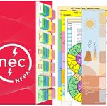 2023 NEC Tabs (Book Not Included), National Electrical Code Book Tabs for NFPA 70 Exam Test, 140 Pcs Tabs with Wire Chart & 2 Ohm's Law Stickers