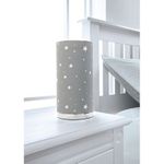 New Funky and Bright Printed Kids Cylinder Table Lamp for your baby's nursery - Grey Stars