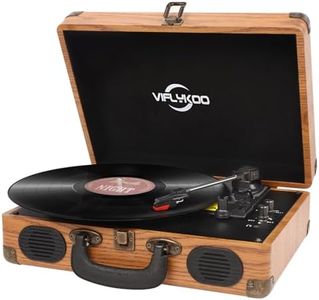 Record Player, VIFLYKOO Record Player Vinyl Turntable with 3-speed 33/45/78 RPM Bluetooth Vinyl LP Player Built-in 2 speakers /Headphone Jack/USB/AUX in/RCA output - Natural Wood