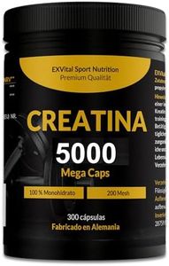 Creatina 5000 Mega capsulas, preentreno, 5000 mg de monohidrato de creatina por dosis diaria, 300 cápsulas veganas, 100% pura con factor de malla 200- Halal & Vegan, workout