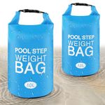 RGJ 2 Pack Universal Pool Step Weights, 10 L No Breaken Pool Ladder Weights for Above Ground Pools, Waterproof Pool Sand Stair Weights for Pool Steps, Easy&Quick Fill Sand (Sky Blue)