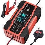 10 Amp Car Battery Charger, 12V/24V Automatic Battery Charger with 7-Stage Charging and LCD Screen, Intelligent Charges, Repairs, Maintains for Car Motorcycle Boat Mower, AGM GEL and Lead Acid Battery