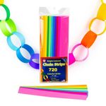 Hygloss Products Bright Paper Chain Strips for Kids Arts and Crafts, Decorations, Classroom Activities Colors-720 Pieces (1" x 8"), 1" x 8"