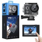 AKASO V50 Elite 4K/60fps Touch Screen WiFi Action Camera Voice Control EIS 40m Waterproof Camera Adjustable View Angle 8X Zoom Remote Control Sports Camera with Helmet Accessories Kit