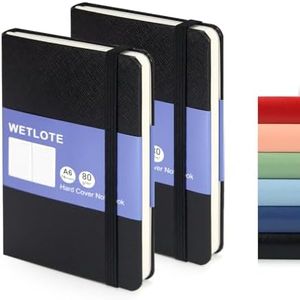 WETLOTE Leather Hardcover Lined Journal Notebook 2 Pack, A6 Pocket Notebook College Ruled Writing Journals 144 Pages, Pocket Lined Notebooks for School College Office Journaling