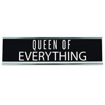 WELLSPRING "Queen of Everything" Acrylic Desk Sign - Witty and Funny Desk Signs for Office, Perfect Office Gifts for Boss & Co Workers - Modern Office Desk Signs - 8x2 Freestanding Funny Desk Sign