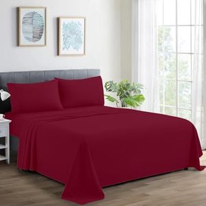 CharlottelyHues Luxury 100% Egyptian Cotton Bed Sheets - 1000 Thread Count 4-Piece Queen Sheets Set, Long Staple Cotton Bedding Sheets, Sateen Weave, Hotel Sheets, Fits Upto 18" Mattress - Burgundy