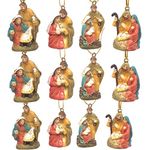 BANBERRY DESIGNS Nativity Ornaments - Set of 12-3 Assorted Scenes of Mary, Joseph and Baby Jesus Hanging Christmas Ornaments - Measures Approx. 2-2.25 Inches Tall - Holy Family Holiday Decorations