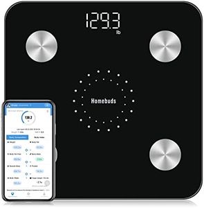 Homebuds Digital Bathroom Scale for Body Weight and Body Fat, Weighing Professional Since 2001, Body Composition Monitor Professional for BMI Fat Water Muscle with App, 400lb, Black