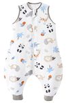 Chilsuessy Toddler Sleeping Bag with Feet 2 Tog Baby Sleeping Sack with Legs Pyjamas Infant Walking Cotton Wearable Blankets, Panda forest, 80cm/2-3 Years