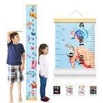 Growth Chart Kids, LSTAMOY Kids Height Chart Removable Height Measurement Chart with Hook for Boys Girls Growth Ruler Nursery Bedroom Wall Decor 7.9 x 79 inch (Ocean)