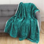 Elegant Comfort Luxury Ultra-Plush Velvet Touch Fleece Throw Soft, Warm, Cozy| Micromink Sherpa-Backing Reversible Blanket for Bed, Sofa and Couch, Solid Turquoise