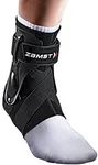 Zamst A2-DX Sports Ankle Brace with Protective Guards For High Ankle Sprains and Chronic Ankle Instability-for Basketball, Volleyball, Lacrosse, Football-Black, Left, Medium