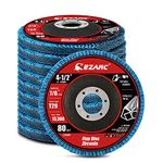 EZARC Flap Discs 80 Grit, 4 1/2 x 7/8-Inch Flap Sanding Disc, Type 29 Zirconia Grinding Wheel for Stainless Steel, Sheet Metal (10 Pack)