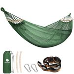 Anyoo Large Mesh Hammock with Spreader Bars, 320 x 150 cm, Breathable Cool Net Hammock with Tree Straps Kits for Outdoor/Indoor Garden Balcony Backyard Patio