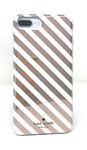 Kate Spade New York Diagonal Stripe Protective Rubber Case For iPhone 7 Plus & iPhone 6s Plus - Rose Gold Cream