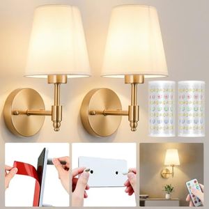 Battery Operated Wall Sconces Set Of Two, Wireless Battery Wall Light With 10000mAh RGB Rechargeable Magnetic Bulb, Rechargeable Wall Sconce With Remote Control For Bedroom, No Electrician Required