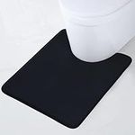 smiry Non-Slip Toilet Mat, 50 x 60 cm, Extra Soft U-Shape Pedestal Mat for Toilet, Absorbent Memory Foam Bath Contour Mat, Machine-Washable Dry Toilet Mat for Floor, Black