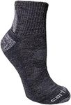 Carhartt Women's Midweight Merino Wool Blend Quarter Sock, Carbon Heather, Medium
