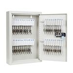 Key Cabinet Lock Box Wall Mount Key Storage Cabinet with Combination Lock Steel Key Locker Box Hold for 40 Keys Creamy White