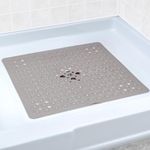 SlipX Solutions Tan Square Shower Stall Mat Provides Reliable Slip-Resistance (21 Inch Sides, 160 Suction Cups, Great Drainage)
