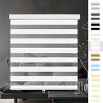 LUCKUP Custom Size Cordless Zebra Blinds Roller Shades for Window-Dual Layer Sheer Blinds Light Control with Valance Day Night Privacy Light Filtering Fabric, White