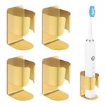 Electric Toothbrush Holder, 304 Stainless Steel Wall Mounted Self Adhesive Storage Organizer Stand Rack for Electric Toothbrush, Toothpaste, Facial Cleanser(4 Pack) (Golden)