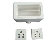 c&s electric Polyvinyl Chloride Type I 4 Module Waterproof Gang Box with 2 6A Socket (White)