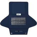 skacel by addi addiClick Interchangeable Knitting Needles Set, Circular Needle Kit with Short Rocket 2 (Squared) Plated Brass Tips and Nylon Cords