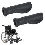 Pack of 2 Comfort Rollators Handles, Ergonomically Shaped, Rubber Handles, Rollator Handle, Rollator Holder, Right and Left, Hand Grip for Mobility Aid, Diameter 22 mm, Black (A)