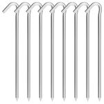 OK5STAR 9 Inch Galvanized Tent Stakes Metal Tent Pegs Heavy Duty Steel Yard Camping Stakes Tarp Hooks Inflatables Outdoor Decorations, 8 Pack