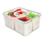 Shopwithgreen Air-tight Portable Fruit Storage Container with Clear Lid and Handle, Large Berry Box Fridge Organizer Bin with 4 Compartment Colanders, for Refrigerator, Picnic, Camping,Travel