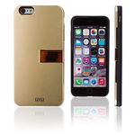 Lilware Armor Hard Plastic Case for Apple iPhone 6 and 6S. Glossy Dual Layer Protective Cover with Kickstand and Credit/Business Card Secret Slot. Golden Color